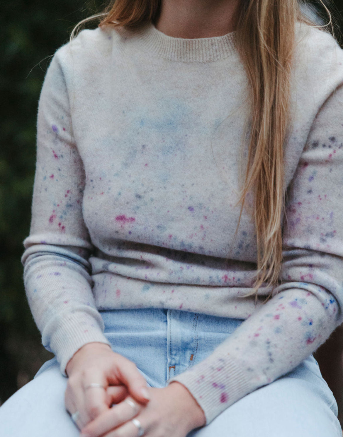 Ladies Classic Hand-Painted Merino Wool sweater in Plum and plough