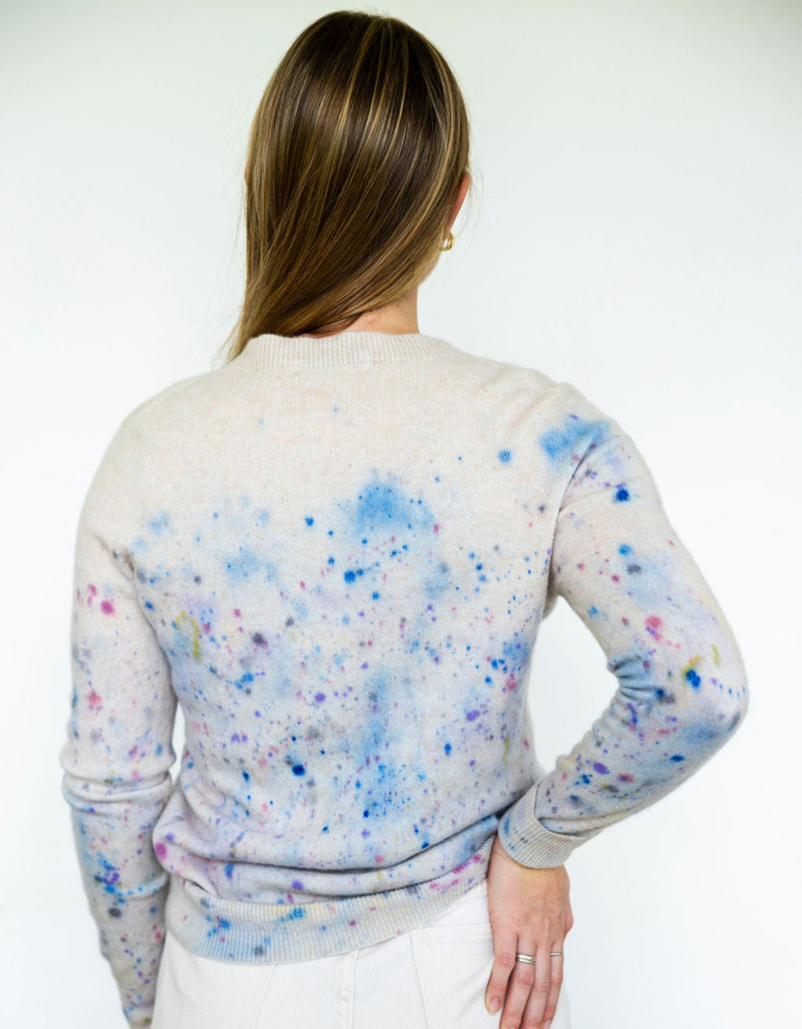 Ladies Classic Hand-Painted Merino Wool sweater in Plum and plough