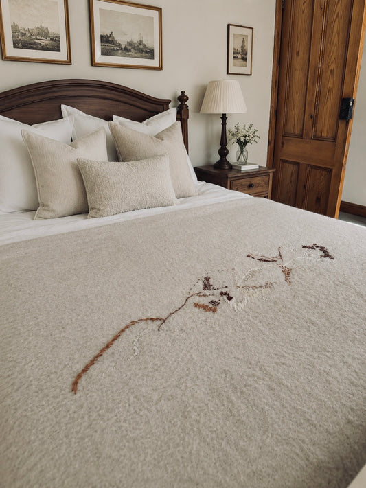 Hand Embroidered Kid Mohair Blanket