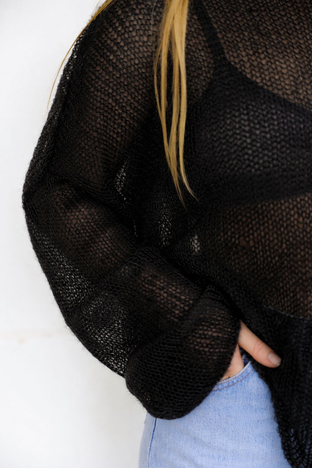 Ladies Mohair Silk Top in Black