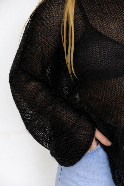 Ladies Mohair Silk Top in Black