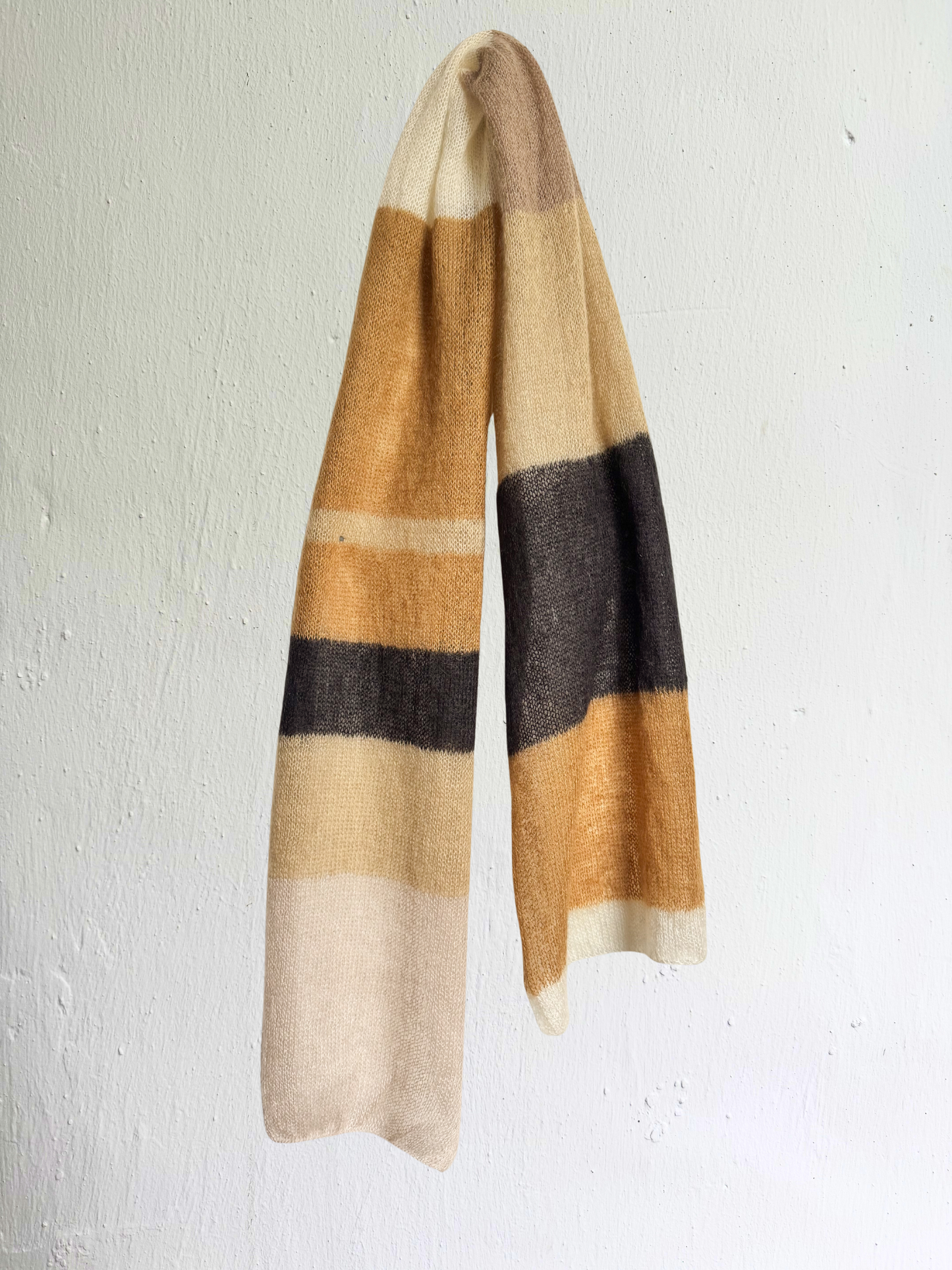 Mohair Silk Scarf Handknitted in Browns and Black